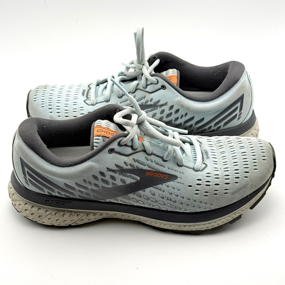 Brooks Ghost 13 Running Shoes Womens 8.5 Light Blue Grey Athletic Sneakers